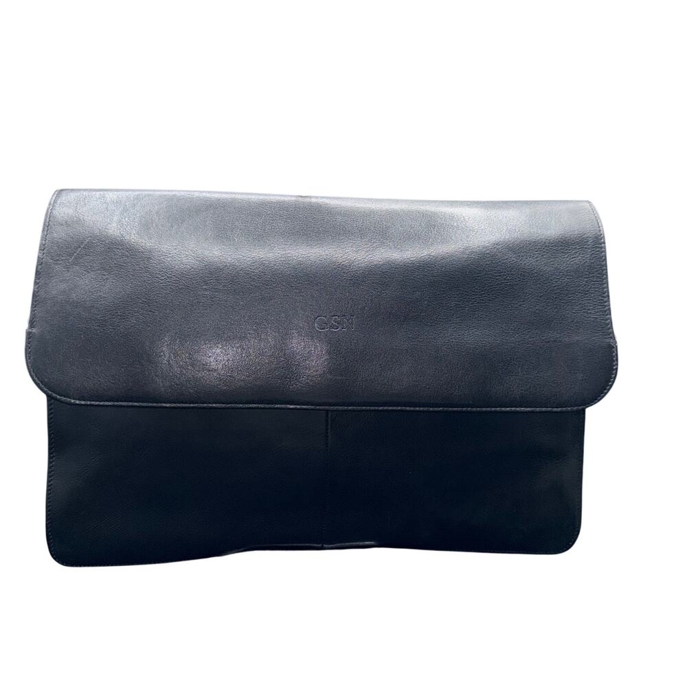 Piel Leather Black Portfolio Briefcase Organizer Laptop Document Case